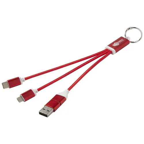Cable de carga 4 en 1 de aluminio reciclado con llavero 