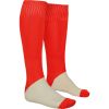 Equipaciones deportivas roly calcetas soccer de piel rojo con publicidad vista 1